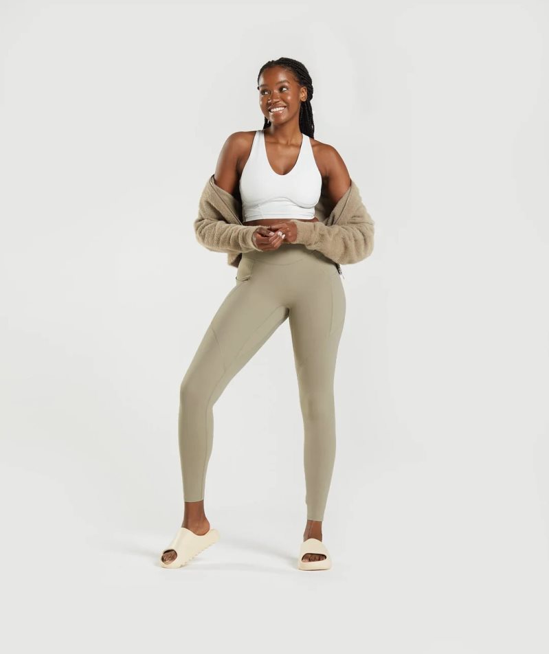 Legginsy Gymshark Whitney Everyday Pocket Damskie Khaki | PL 391GUQ